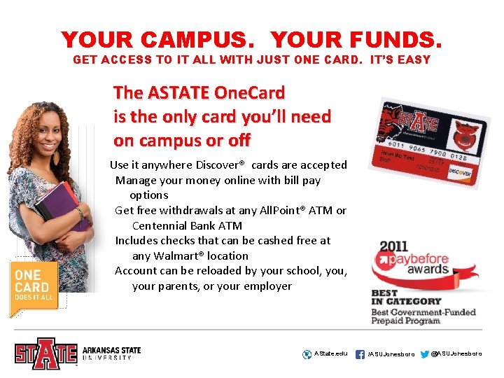 YOUR CAMPUS. YOUR FUNDS. GET ACCESS TO IT ALL WITH JUST ONE CARD. IT’S