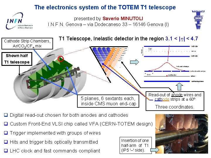 The electronics system of the TOTEM T 1 telescope presented by Saverio MINUTOLI I.