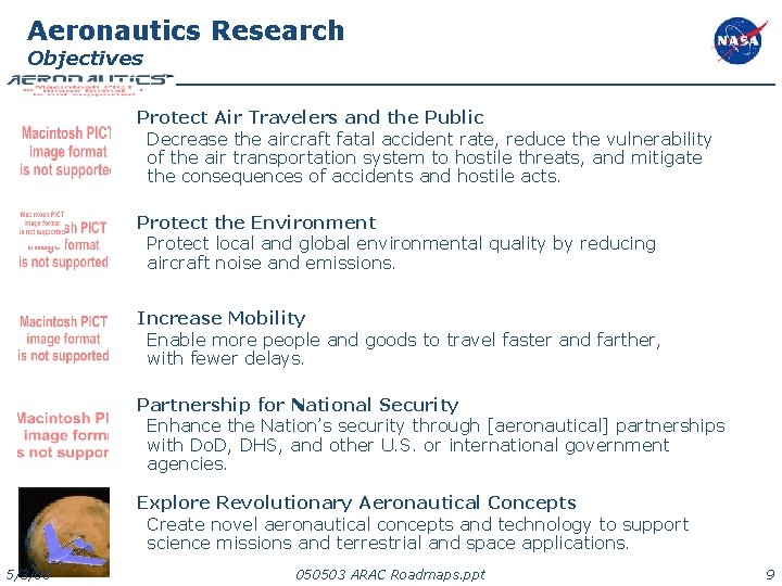 Aeronautics Research Objectives Protect Air Travelers and the Public Decrease the aircraft fatal accident