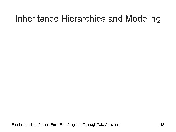 Inheritance Hierarchies and Modeling Fundamentals of Python: From First Programs Through Data Structures 43