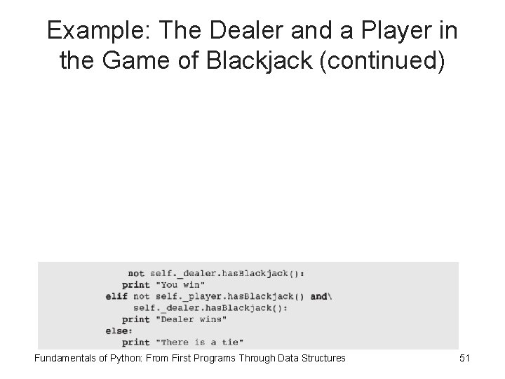 Example: The Dealer and a Player in the Game of Blackjack (continued) Fundamentals of