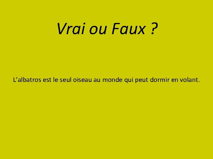 Vrai ou Faux ? L’albatros est le seul oiseau au monde qui peut dormir