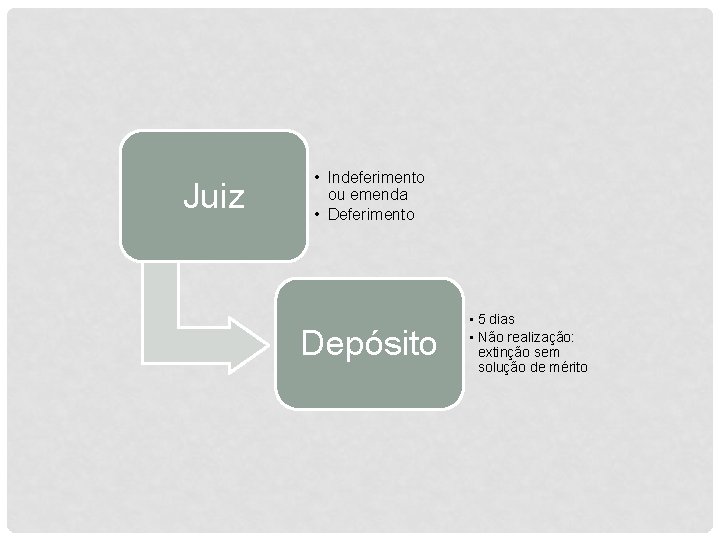 Juiz • Indeferimento ou emenda • Deferimento Depósito • 5 dias • Não realização: