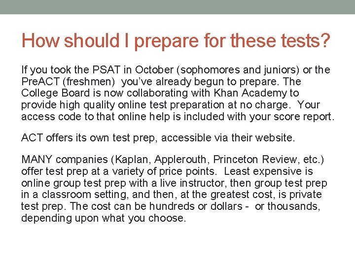 How should I prepare for these tests? If you took the PSAT in October