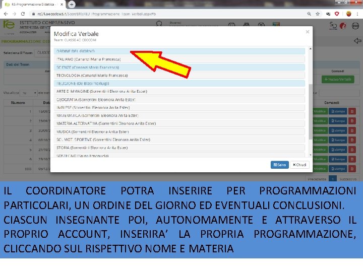 IL COORDINATORE POTRA INSERIRE PER PROGRAMMAZIONI PARTICOLARI, UN ORDINE DEL GIORNO ED EVENTUALI CONCLUSIONI.