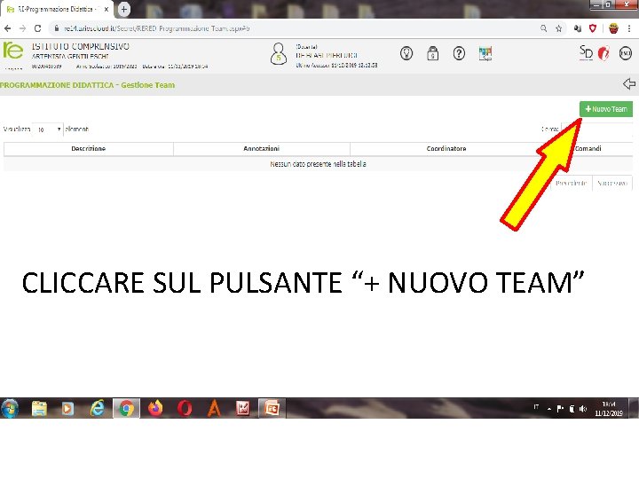 CLICCARE SUL PULSANTE “+ NUOVO TEAM” 