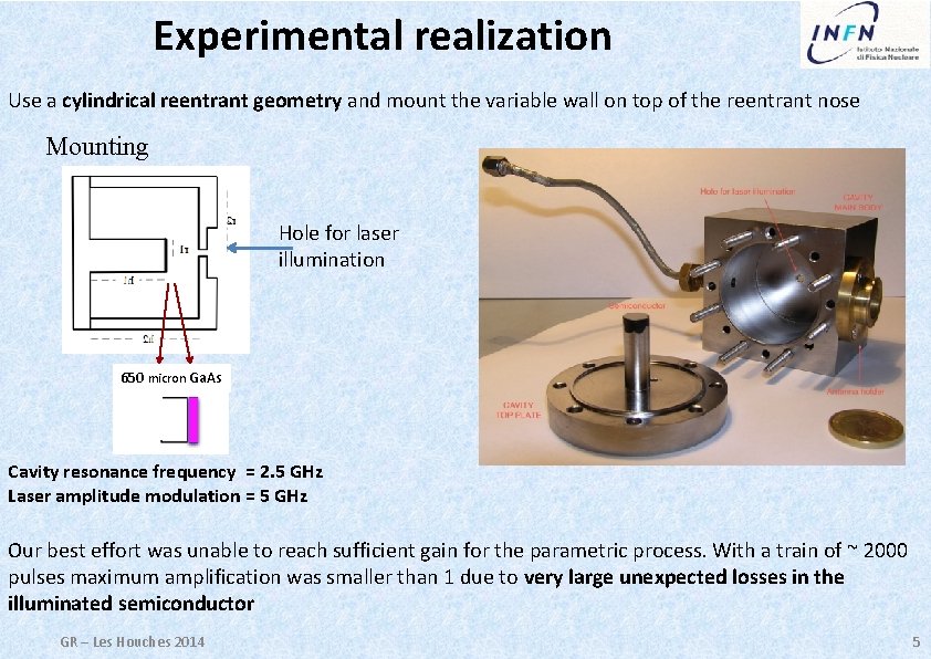 Experimental realization Use a cylindrical reentrant geometry and mount the variable wall on top