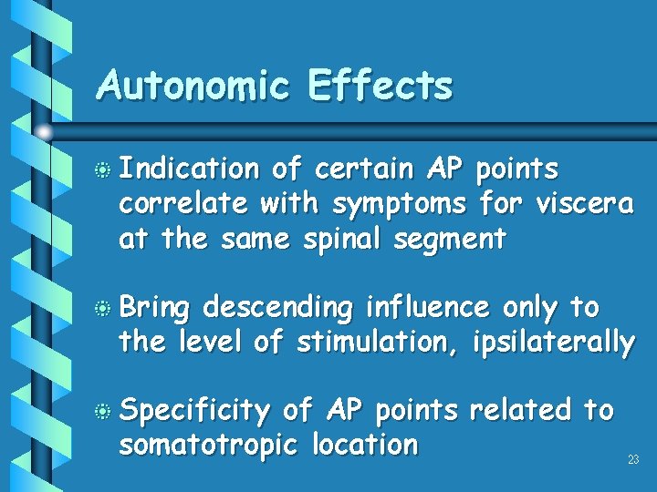 Autonomic Effects b Indication of certain AP points correlate with symptoms for viscera at Autonomic Effects b Indication of certain AP points correlate with symptoms for viscera at