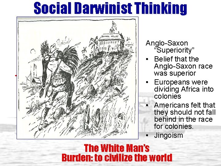 Social Darwinist Thinking The Hierarchy of Race Anglo-Saxon “Superiority” • Belief that the Anglo-Saxon