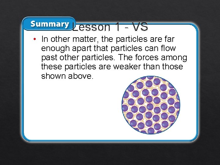 Lesson 1 - VS • In other matter, the particles are far enough apart