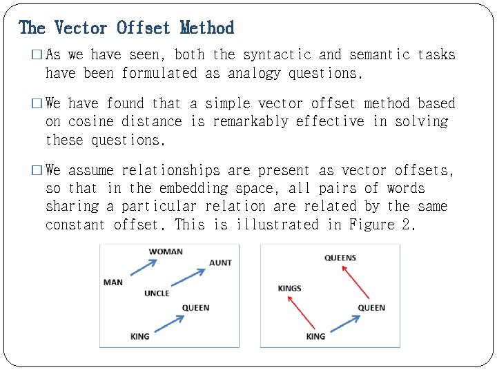 The Vector Offset Method � As we have seen, both the syntactic and semantic