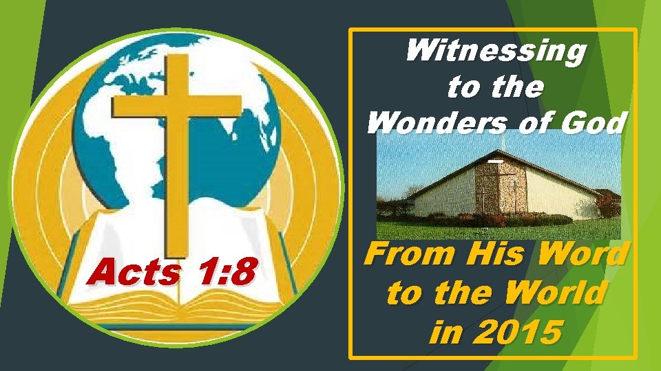 Witnessing to the Wonders of God – Acts 1: 8 From His Word to