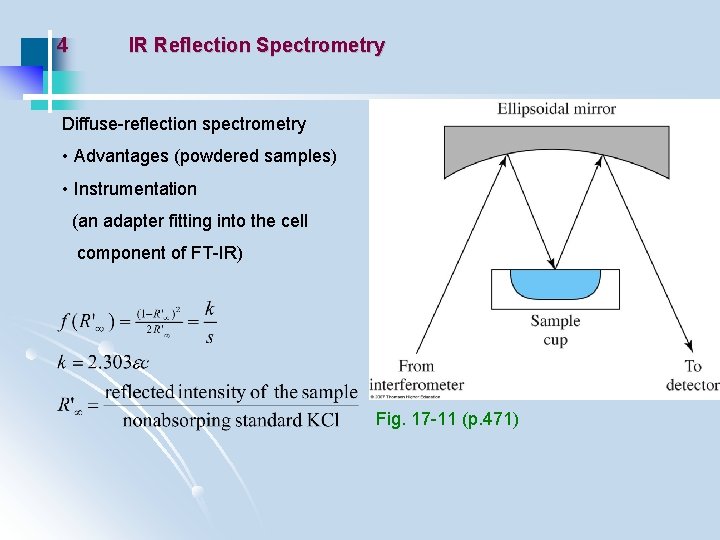 4 IR Reflection Spectrometry Diffuse-reflection spectrometry • Advantages (powdered samples) • Instrumentation (an adapter