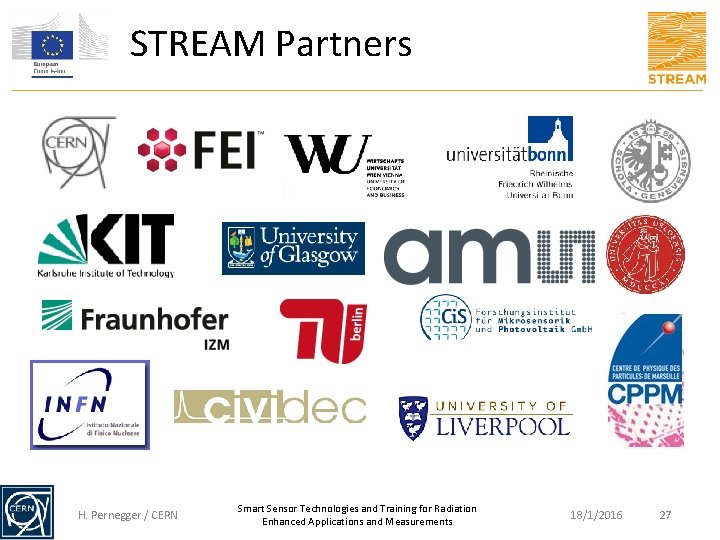 STREAM Partners H. Pernegger / CERN Smart Sensor Technologies and Training for Radiation Enhanced