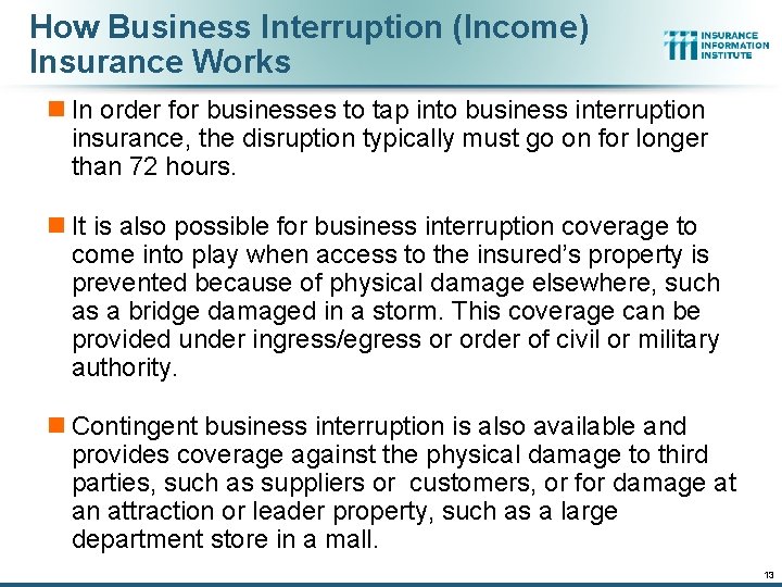 How Business Interruption (Income) Insurance Works n In order for businesses to tap into How Business Interruption (Income) Insurance Works n In order for businesses to tap into