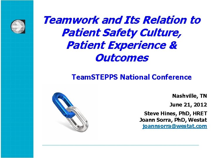 Teamwork and Its Relation to Patient Safety Culture, Patient Experience & Outcomes Team. STEPPS