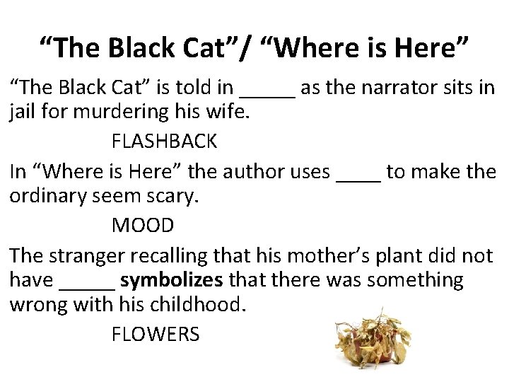 “The Black Cat”/ “Where is Here” “The Black Cat” is told in _____ as