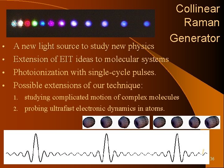 A new light source to study new physics • Extension of EIT ideas to