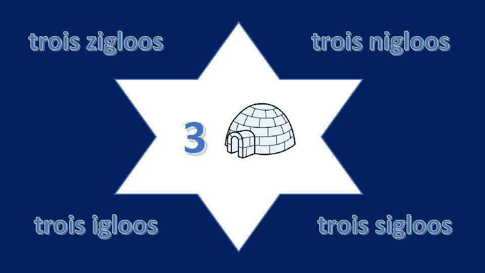 trois zigloos trois nigloos 3 trois igloos trois sigloos 