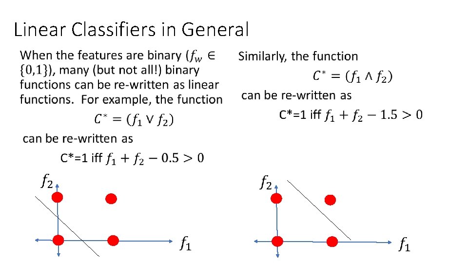 Linear Classifiers in General • Linear Classifiers in General •