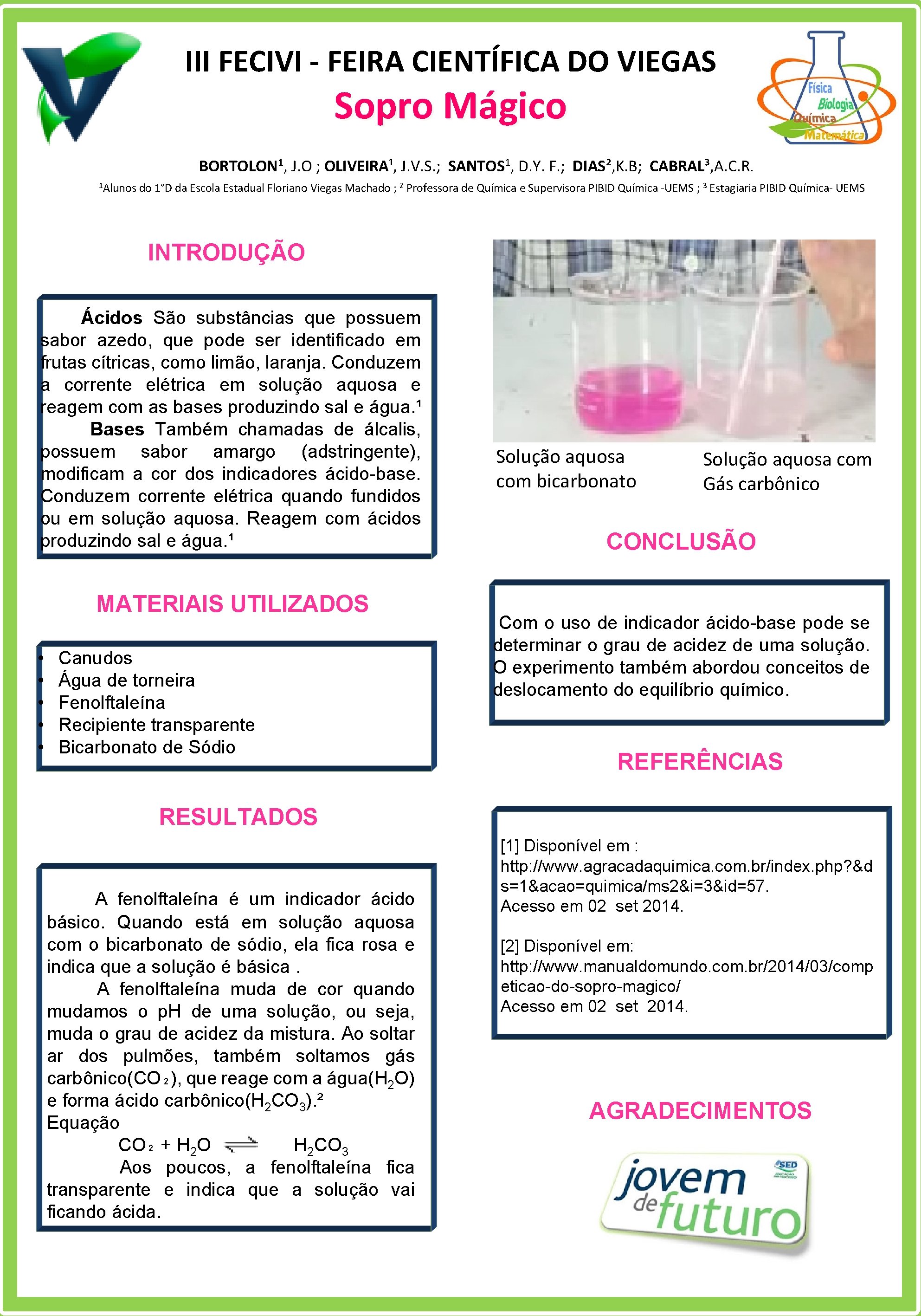 III FECIVI - FEIRA CIENTÍFICA DO VIEGAS Sopro Mágico BORTOLON 1, J. O ;