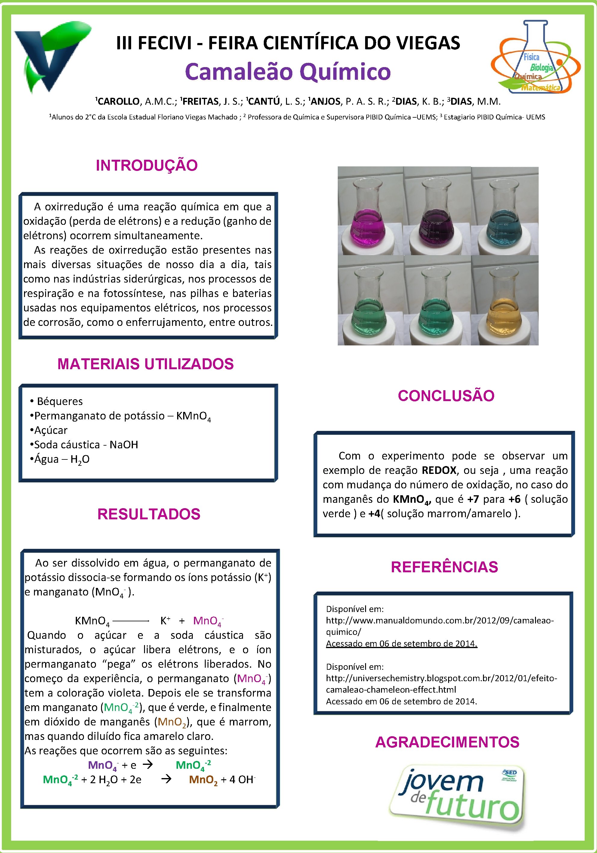 III FECIVI - FEIRA CIENTÍFICA DO VIEGAS Camaleão Químico ¹CAROLLO, A. M. C. ;