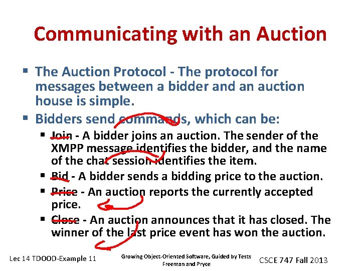 Communicating with an Auction § The Auction Protocol - The protocol for messages between