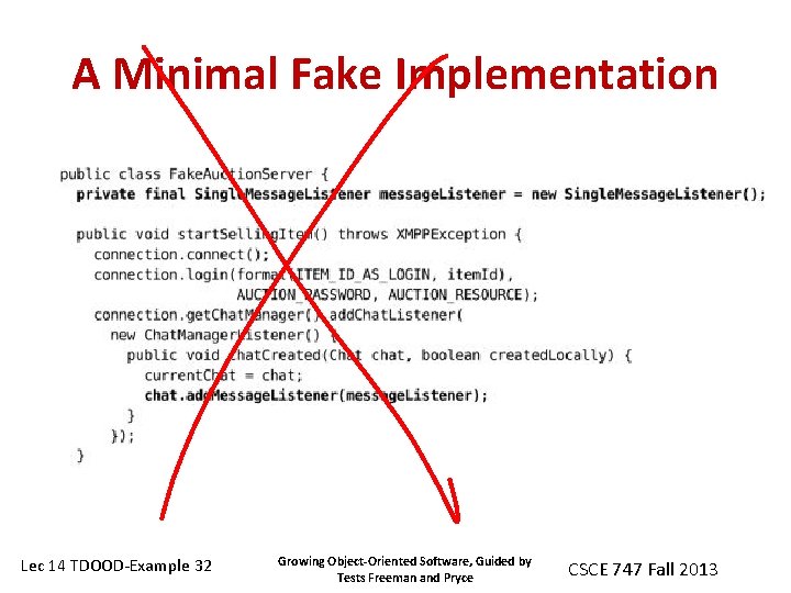 A Minimal Fake Implementation Lec 14 TDOOD-Example 32 Growing Object-Oriented Software, Guided by Tests