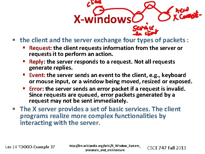 X-windows § the client and the server exchange four types of packets : §