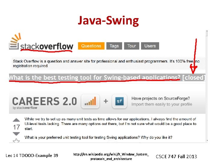 Java-Swing § What is the best testing tool for Swing-based applications? [closed] Lec 14