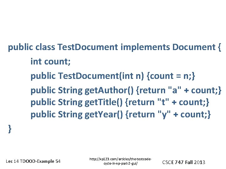 public class Test. Document implements Document { int count; public Test. Document(int n) {count