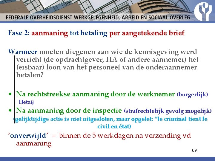 Fase 2: aanmaning tot betaling per aangetekende brief Wanneer moeten diegenen aan wie de