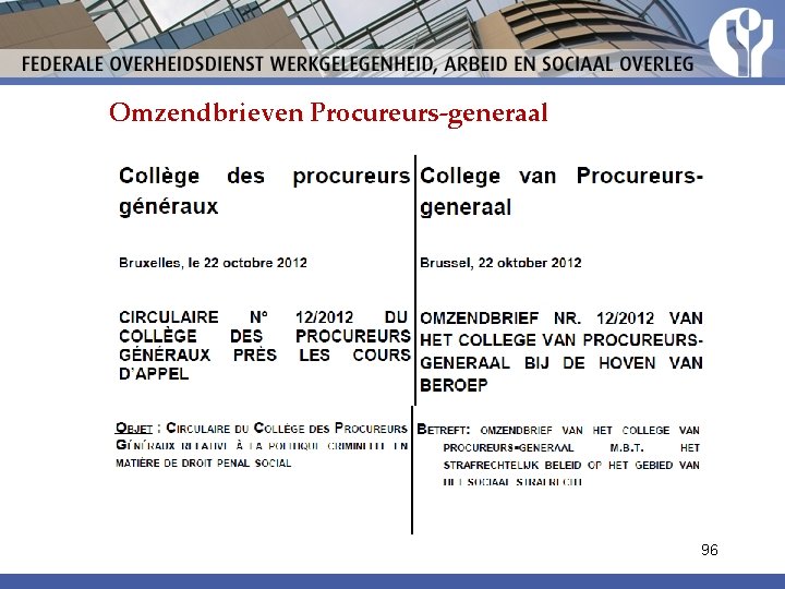 Omzendbrieven Procureurs-generaal 96 