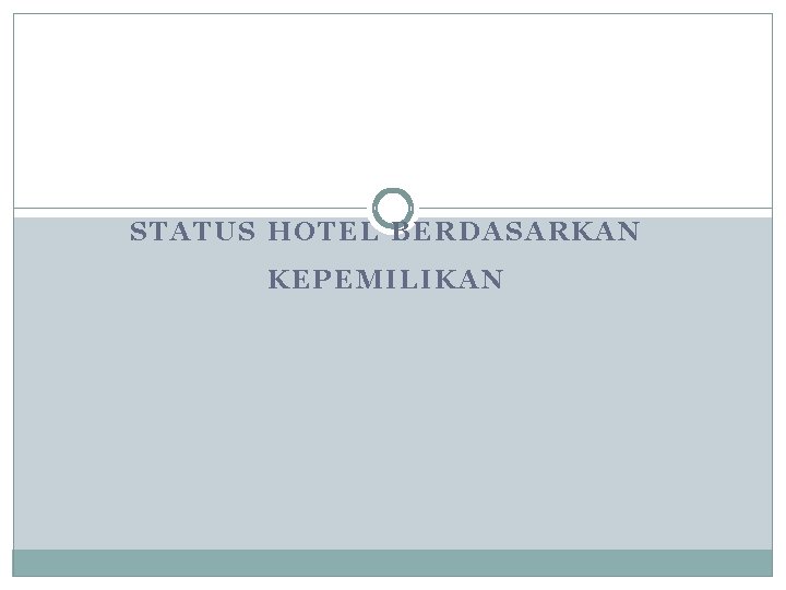 STATUS HOTEL BERDASARKAN KEPEMILIKAN 