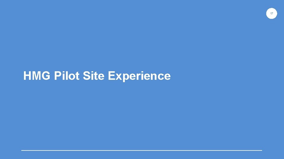 17 HMG Pilot Site Experience 