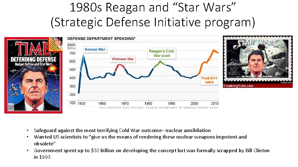 1980 s Reagan and “Star Wars” (Strategic Defense Initiative program) • Safeguard against the