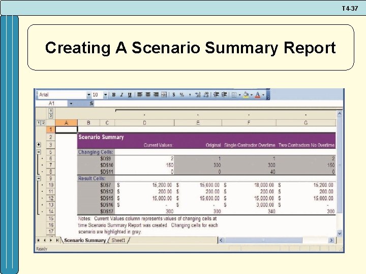 T 4 -37 Creating A Scenario Summary Report 