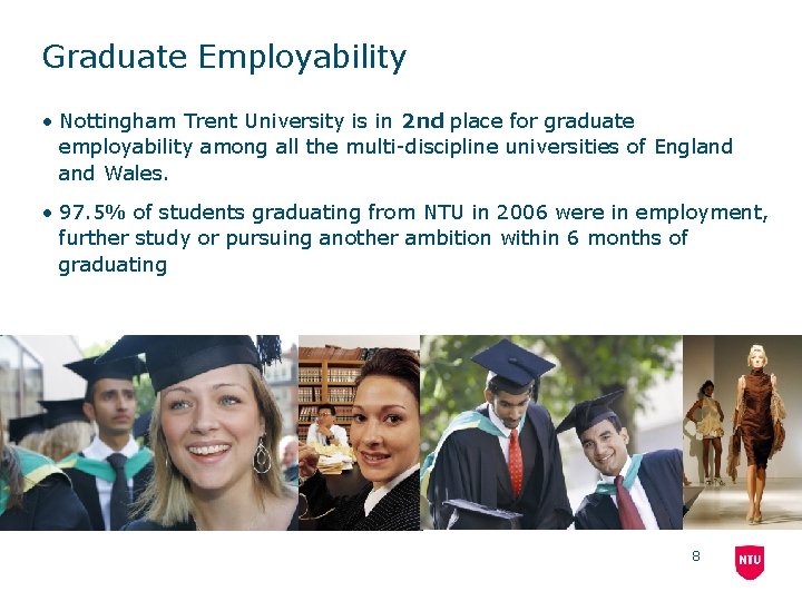Graduate Employability • Nottingham Trent University is in 2 nd place for graduate employability