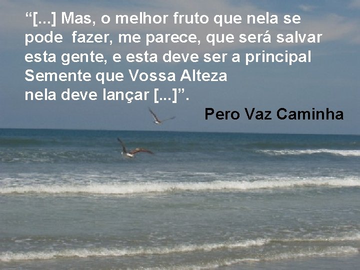 “[. . . ] Mas, o melhor fruto que nela se pode fazer, me