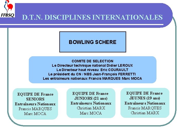 D. T. N. DISCIPLINES INTERNATIONALES BOWLING SCHERE COMITE DE SELECTION Le Directeur technique national