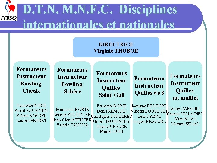 D. T. N. M. N. F. C. Disciplines internationales et nationales DIRECTRICE Virginie THOBOR