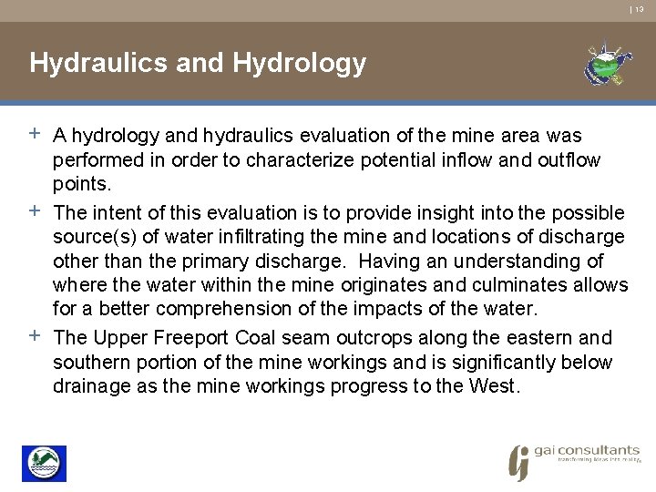 | 13 Hydraulics and Hydrology + A hydrology and hydraulics evaluation of the mine