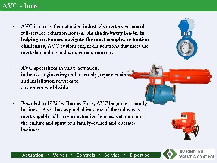 AVC - Intro • AVC is one of the actuation industry’s most experienced full-service