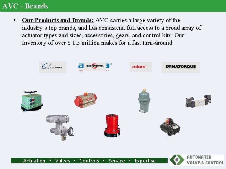 AVC - Brands • Our Products and Brands: AVC carries a large variety of