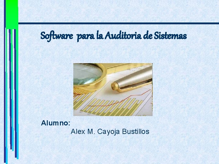 Software para la Auditoria de Sistemas Alumno: Alex M. Cayoja Bustillos 