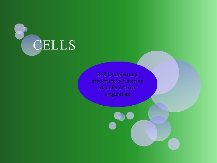 CELLS B-2 Understand structure & function of cells & their organelles 