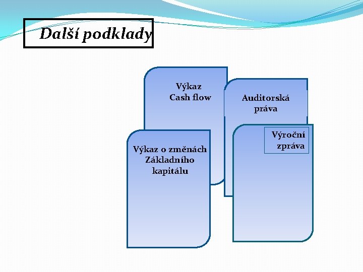 Další podklady Výkaz Cash flow Výkaz o změnách Základního kapitálu Auditorská práva Výroční zpráva