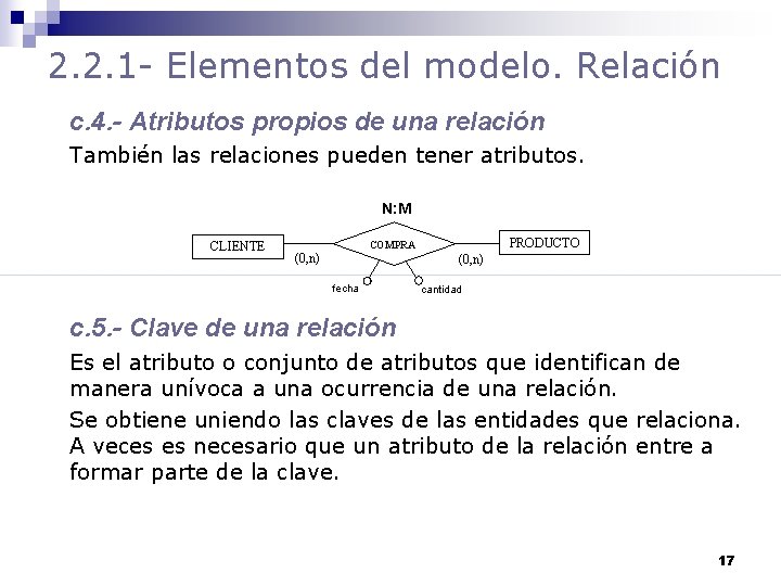 2. 2. 1 - Elementos del modelo. Relación c. 4. - Atributos propios de