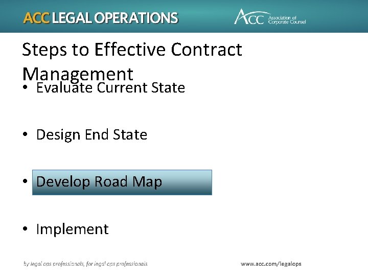 Steps to Effective Contract Management • Evaluate Current State • Design End State •