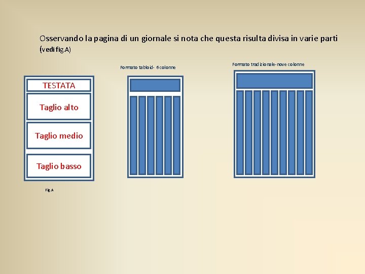 Osservando la pagina di un giornale si nota che questa risulta divisa in varie